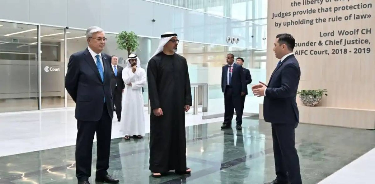 Президент шейх Халед бен Мұхаммед бен Заид Әл Нахаянмен «Астана» халықаралық қаржы орталығына барды