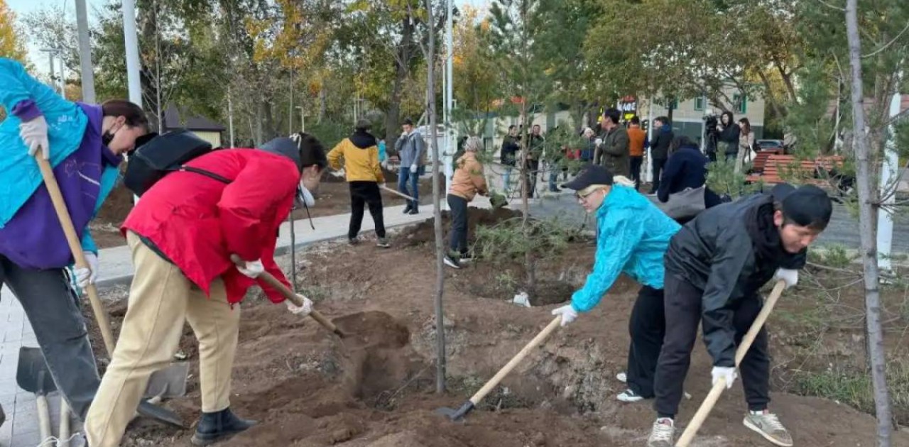 «Таза Қазақстан»: Сарыарқа ауданына ағаштар мен бұталар отырғызылды