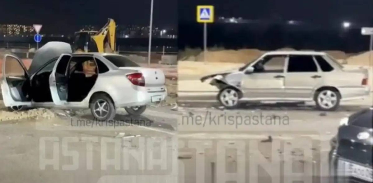 Астанада «Нұрлы жол» вокзалына барар жолда екі көлік қоршауға соғылды