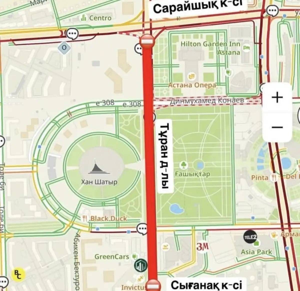 Астанада Тұран даңғылының учаскесі жөндеу жұмысына байланысты жабылады